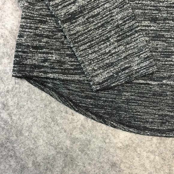 GAP Top L Long Sleeve Scoop Neck Space Dye Pleated Back Casual Hacci Gray Hi Low - Picture 2 of 12